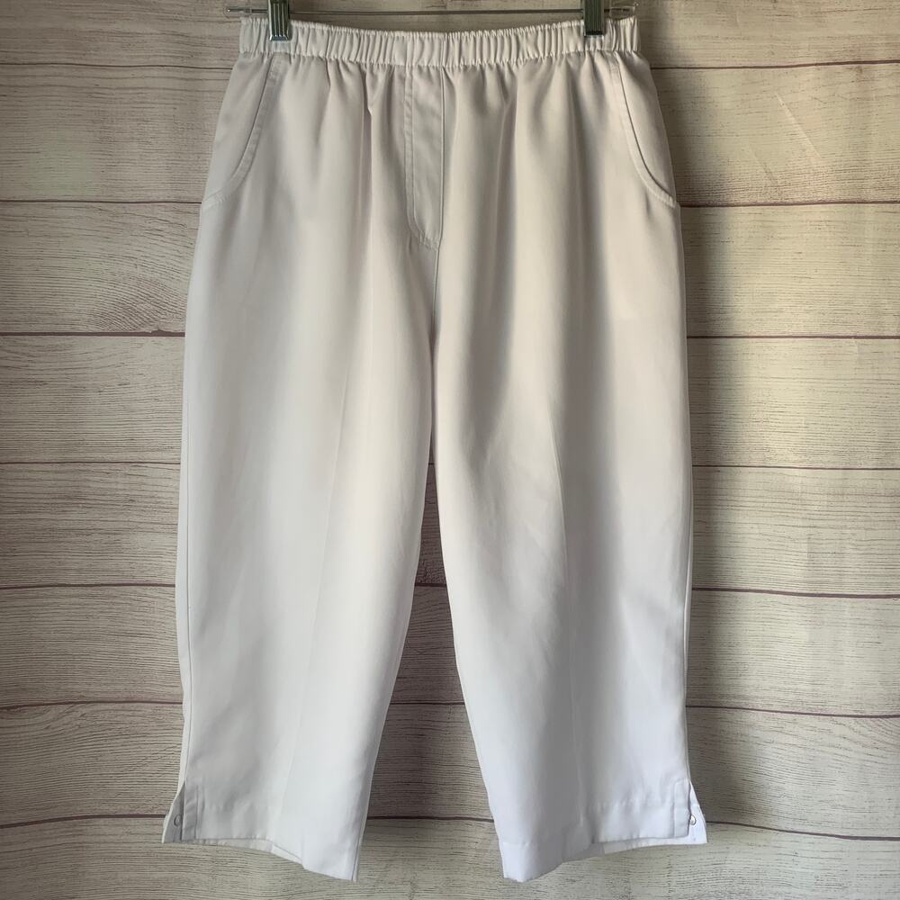 Allison Daley Petite White Crop Pants Capris High Rise Pull On Size 10P